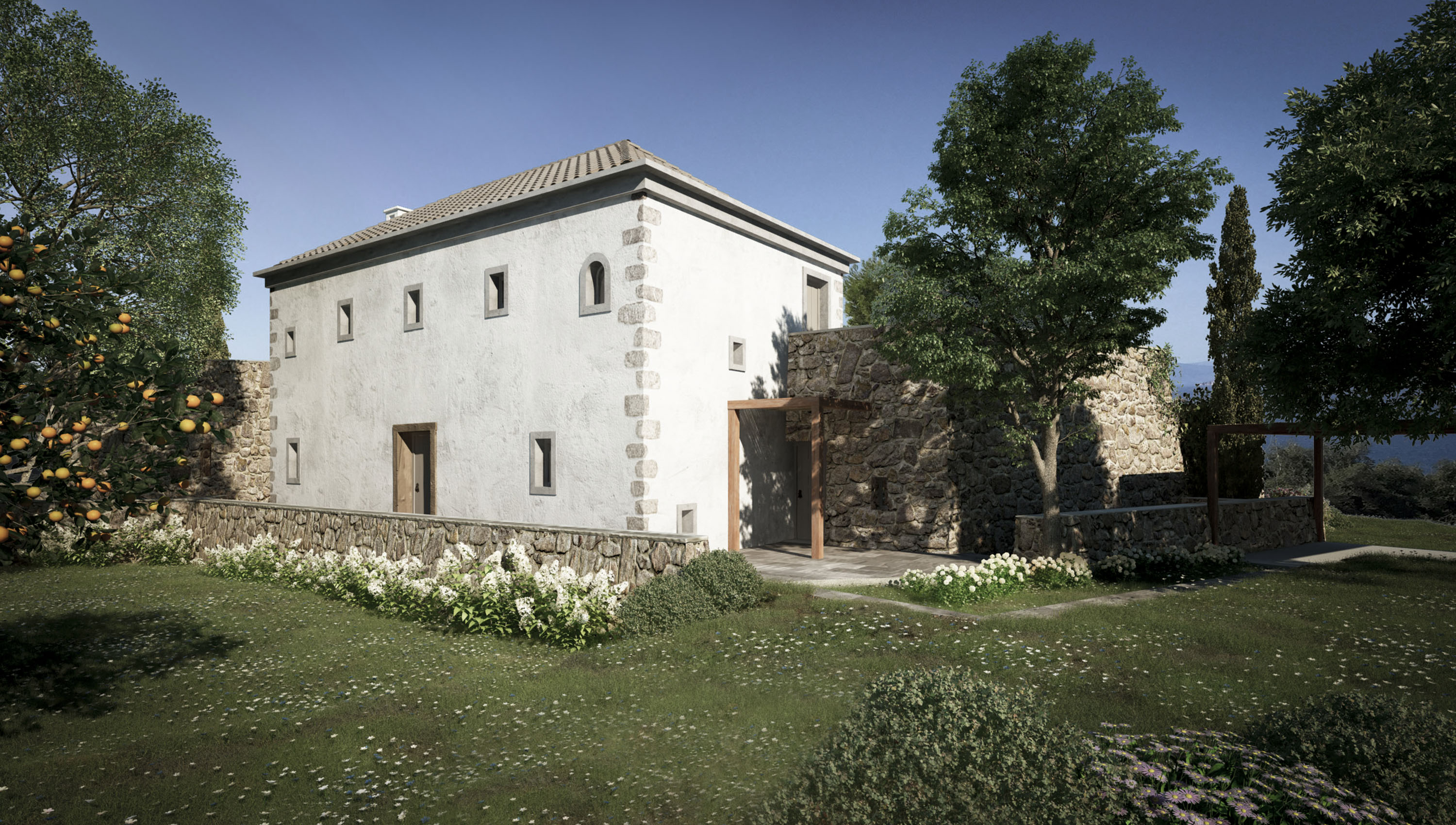 Dimitra Chrona Cottage in Argolida schema design argolida cottage 3D architectural Visualization 1
