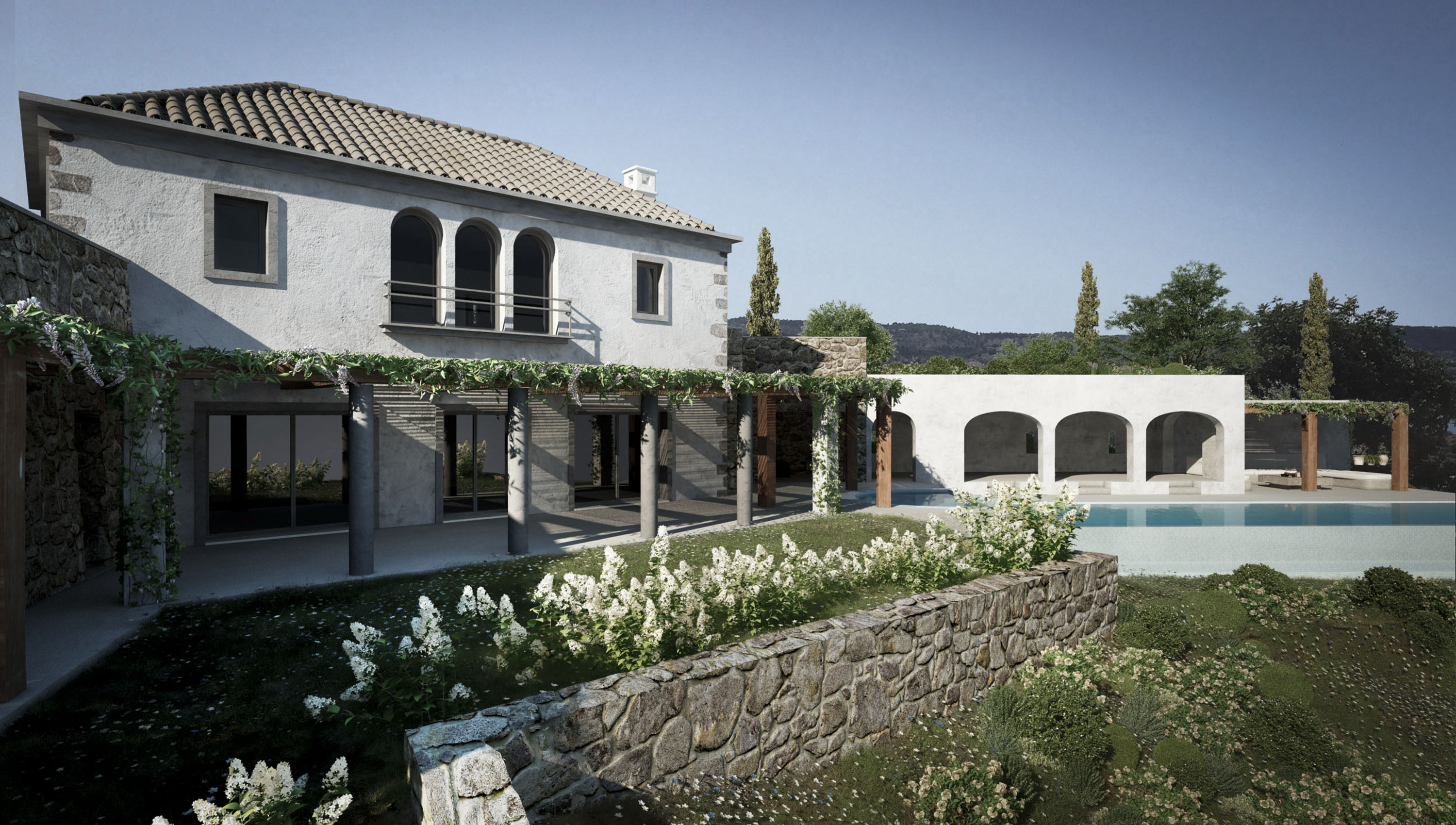 Dimitra Chrona Cottage in Argolida schema design argolida cottage 3D architectural Visualization 2