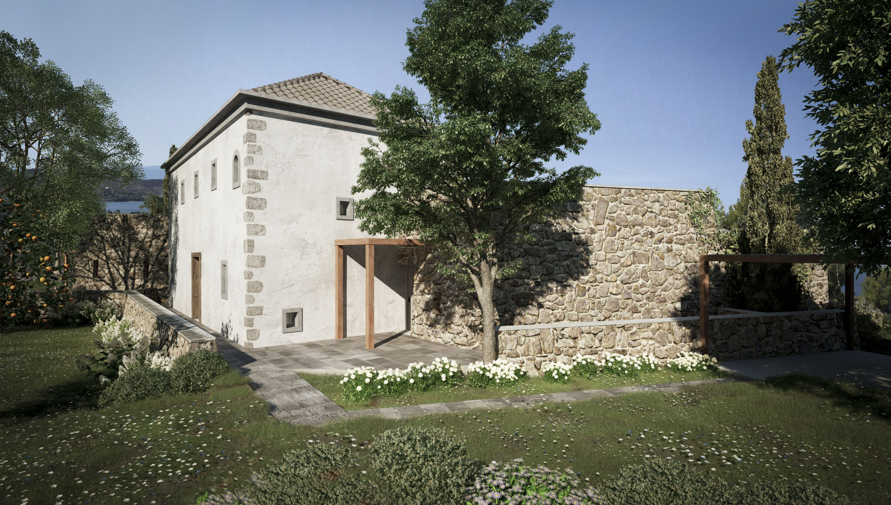 Dimitra Chrona Cottage in Argolida schema design argolida cottage 3D architectural Visualization 3